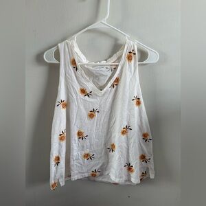 Old Navy White Tank Top with Sunflower Print